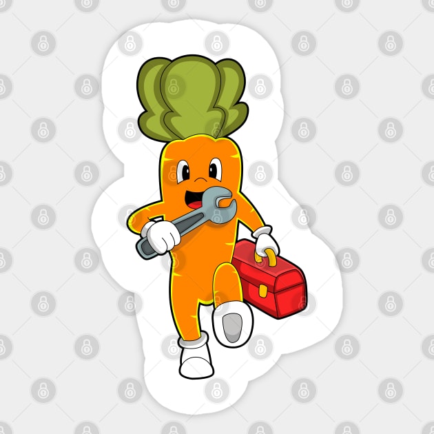 Carrot as Mechanic with Toolbox Sticker by Markus Schnabel